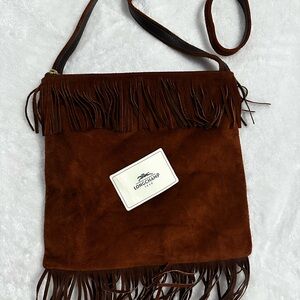Longchamp Rich Brown Suede Crossbody Bag